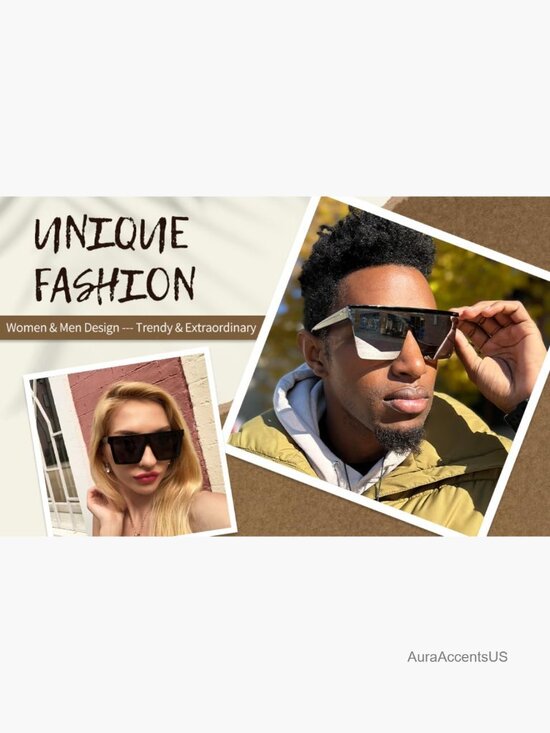 Oversized Flat Top Square Sunglasses UV400 Protection for Women Men main image 7